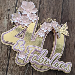 40th birthday cake topper, 40th birthday party decor, 40 and fabulous, 40th cake topper, 40 cake topper