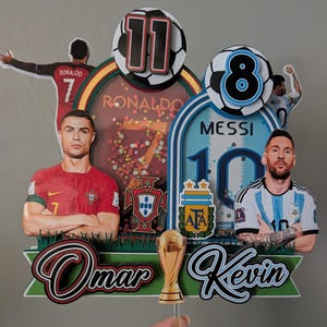 Soccer Cake Topper: Ronaldo vs. Messi - World Cup Decor