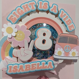 Groovy Eight is a Vibe Cake Topper: Shaker Style Party Decor