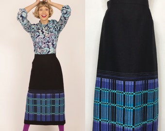 1960’s woven skirt, Vintage skirt, Long skirt, Wool skirt, Winter skirt, Boho skirt, Hippie skirt.