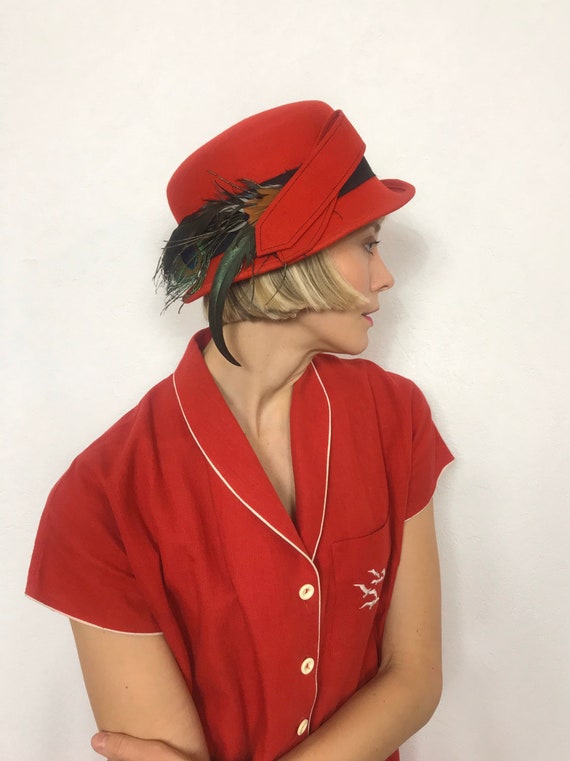 Beautiful vintage feather hat, 1930’s hat, Vintage