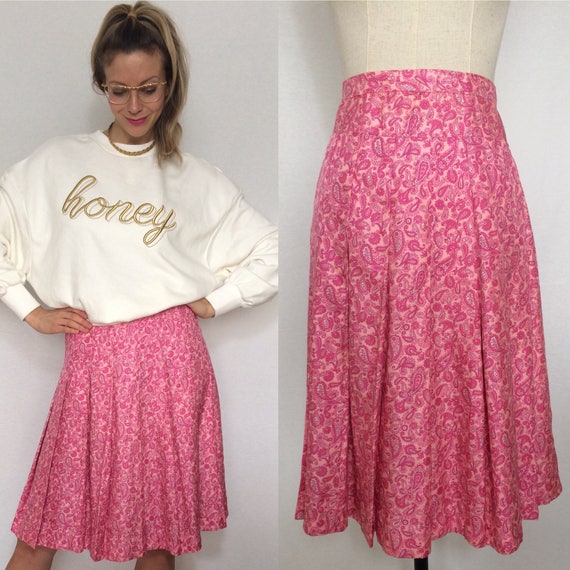 1970's silk skirt, Paisley pattern, Vintage skirt,