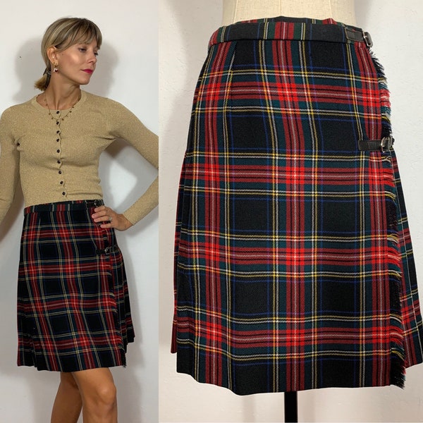 Mini jupe kilt des années 1990, kilt vintage, jupe Plaid, jupe Tartan, jupe automne, jupe hiver, jupe laine, jupe plissée.