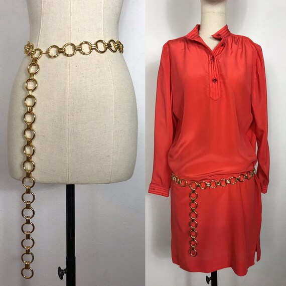 1970’s golden metal belt, Vintage belt, Chain belt