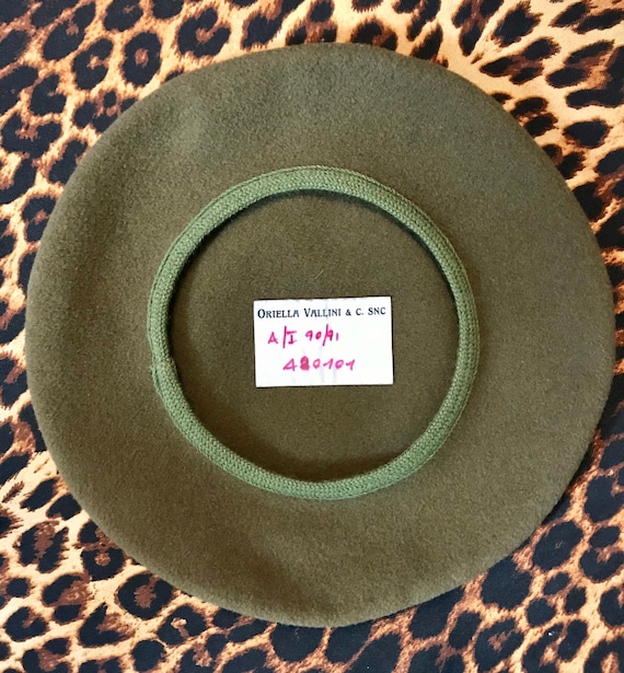 1990’s wool beret, Vintage beret, Military green … - image 7