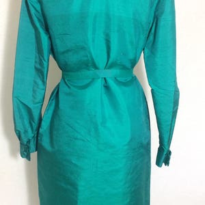 1970's Emerald Green Thai Silk Dress, Vintage Dress, Spring Dress ...