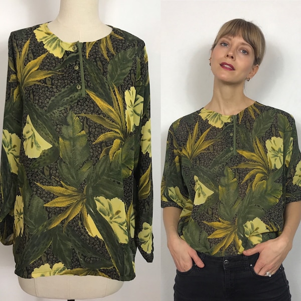 1990’s tunic, Vintage blouse, Vintage tunic, Jungle blouse, Spring blouse, Summer blouse, Vacation blouse.