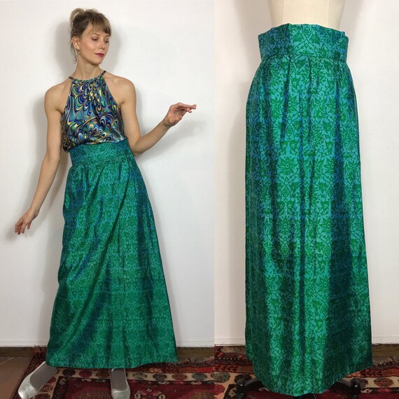 1960’s long silk skirt, Vintage skirt, Silk skirt,