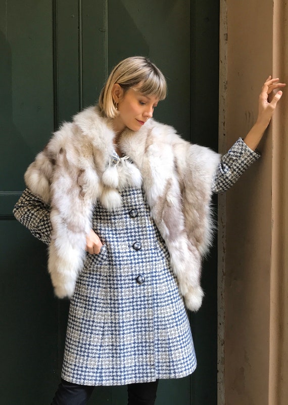 1970’s fox fur cape, White fur cape, Vintage fur s