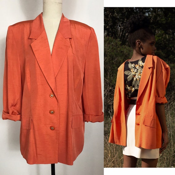 1980’s oversized blazer, Vintage blazer, Orange bl