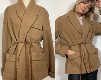 1970’s wool jacket, Vintage jacket, Wool robe, Felt jacket, Wrap jacket, Autumn jacket, Spring jacket.