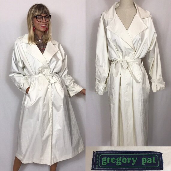 1980's rain trench coat, White trench coat, Vintag