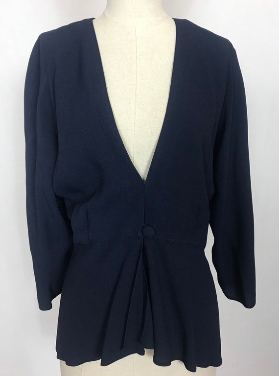 1970's dark blue assymetrical blouse, Vintage blo… - image 7