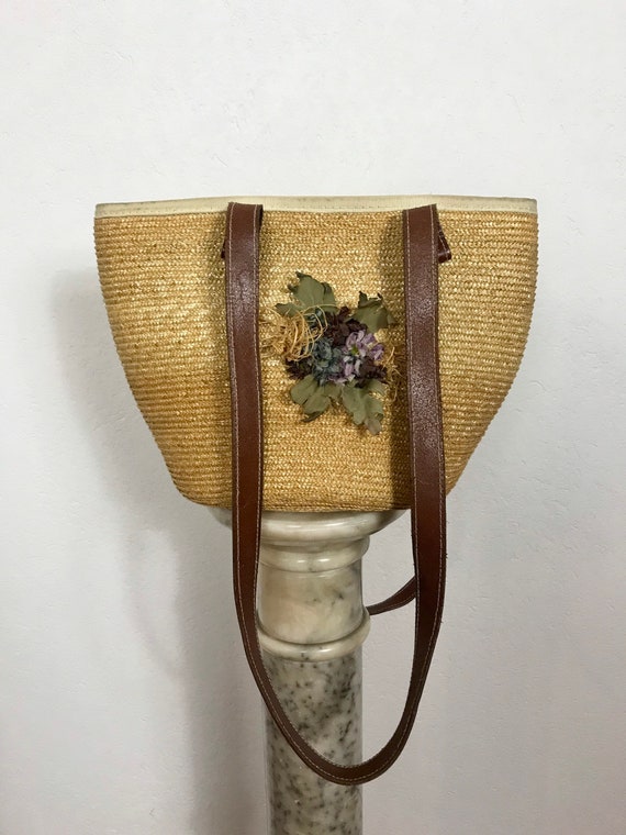 1980s straw bag, Vintage straw bag, Boho bag, Summ