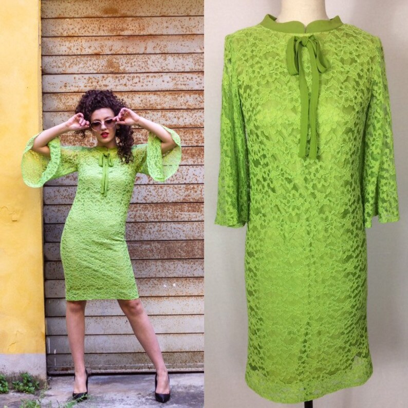 neon green lace dress