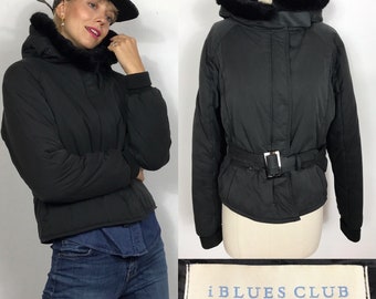 1990’s i BLUES CLUB puffer jacket, Vintage puffer, Designer jacket, Ski jacket, Winter jacket, Black puffer jacket.