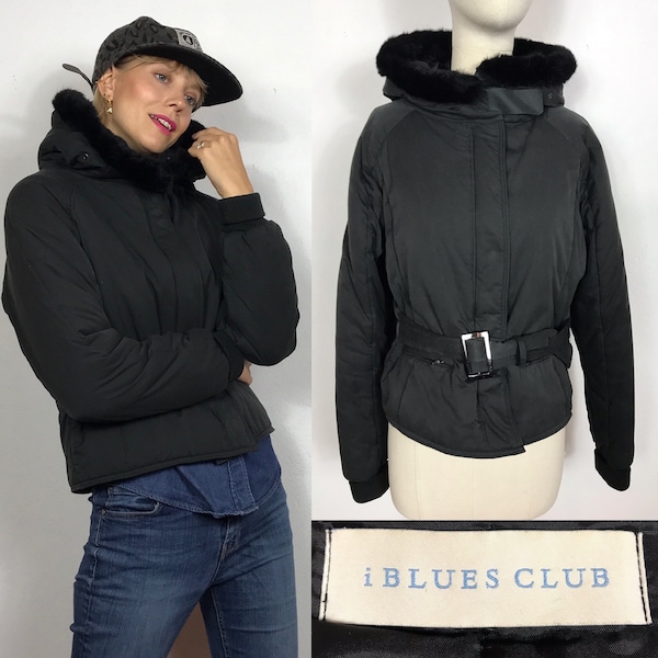 1990’s i BLUES CLUB puffer jacket, Vintage puffer, Designer jacket, Ski jacket, Winter jacket, Black puffer jacket.