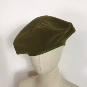 1990s wool beret, Vintage beret, Military green beret, Autumn hat, Winter hat, Spring hat, Milliner made hat. image 5