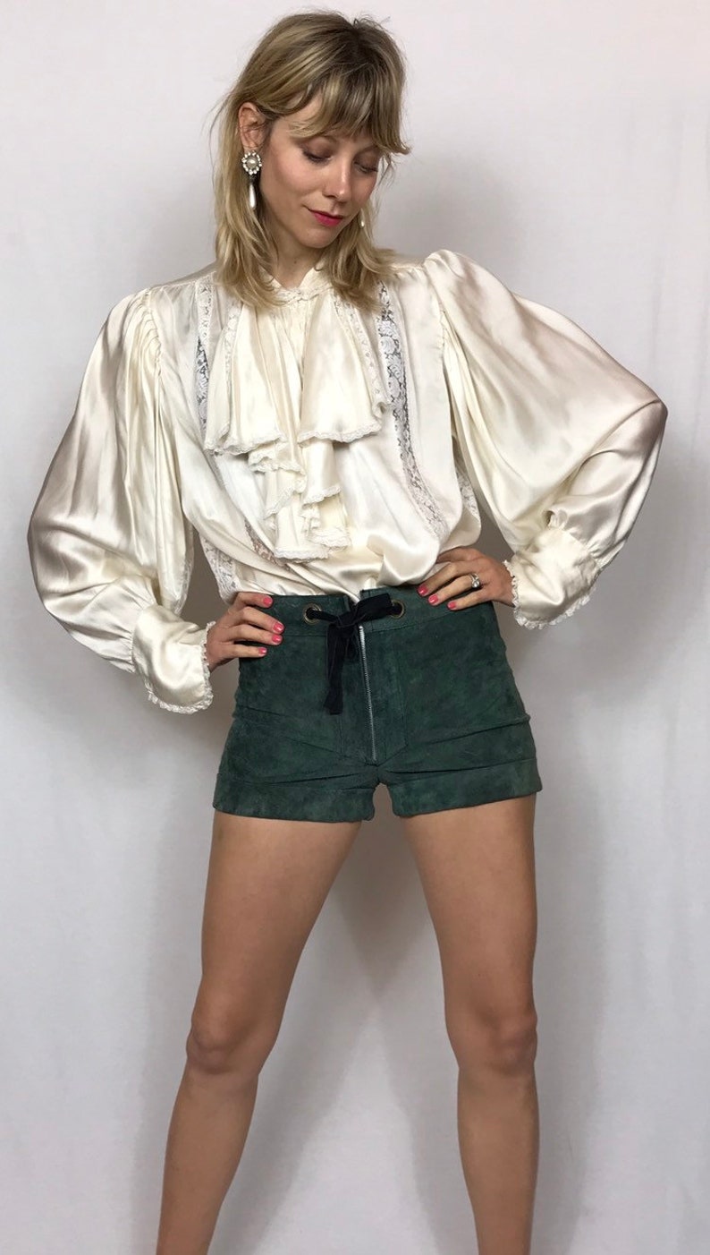 Green shorts. Lederhosen 1960/'s mini suede shorts Suede shirts Vintage shorts