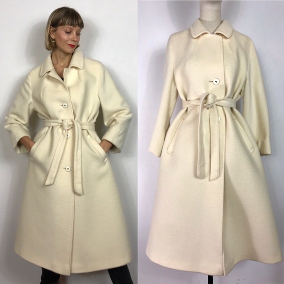 1960’s white wool coat, Vintage robe coat, Whit