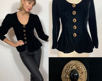 1980’s haute couture silk velvet blazer, Vintage blazer, Evening jacket, Formal event wear, Haute couture.