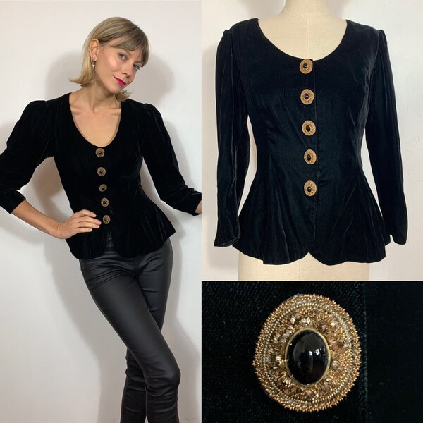 1980’s haute couture silk velvet blazer, Vintage blazer, Evening jacket, Formal event wear, Haute couture.