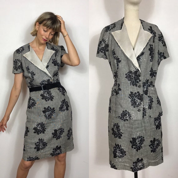 1980’s skirt and short sleeved blazer linen suit,