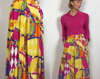 1980’s Pucci-style long skirt, Vintage skirt, Miró skirt, Maxi skirt, Ankle skirt, Summer skirt, Spring skirt.