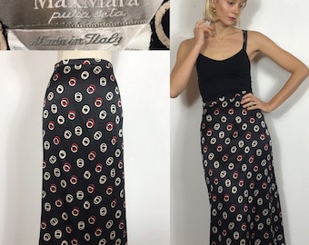 1990’s MAX MARA silk skirt, Designer skirt, Vintage skirt, Long skirt, Christmas skirt, Silk skirt, Black skirt.