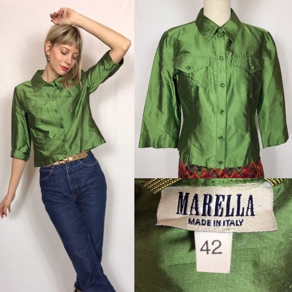 MARELLA silk blouse, 1990's blouse, Designer vinta