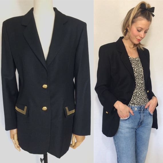 1990's blazer, Black jacket, Vintage jacket, Vinta