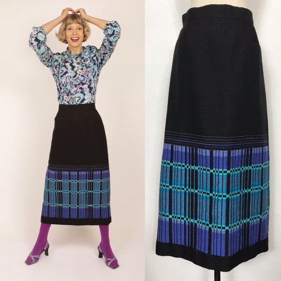 1960’s woven skirt, Vintage skirt, Long skirt, Woo