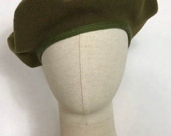 1990’s wool beret, Vintage beret, Military green beret, Autumn hat, Winter hat, Spring hat, Milliner made hat.