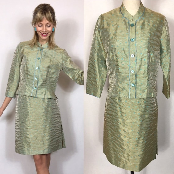 1990's female suit, Wedding guest dress, Satin sui