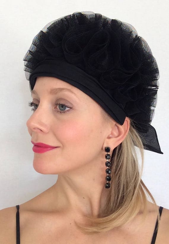 1950's cocktail hat, Black hat with bow, Party ha… - image 3