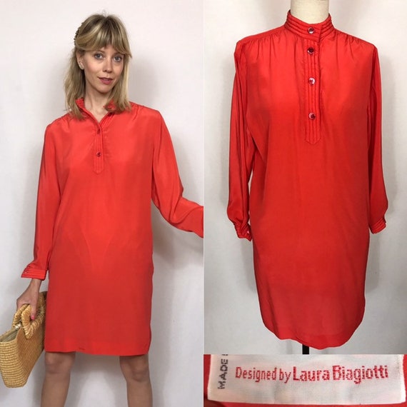 1990's designer shirt dress in silk, Vintage dress