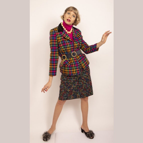 Vintage blazer, Houndstooth blazer, Colorful blaze