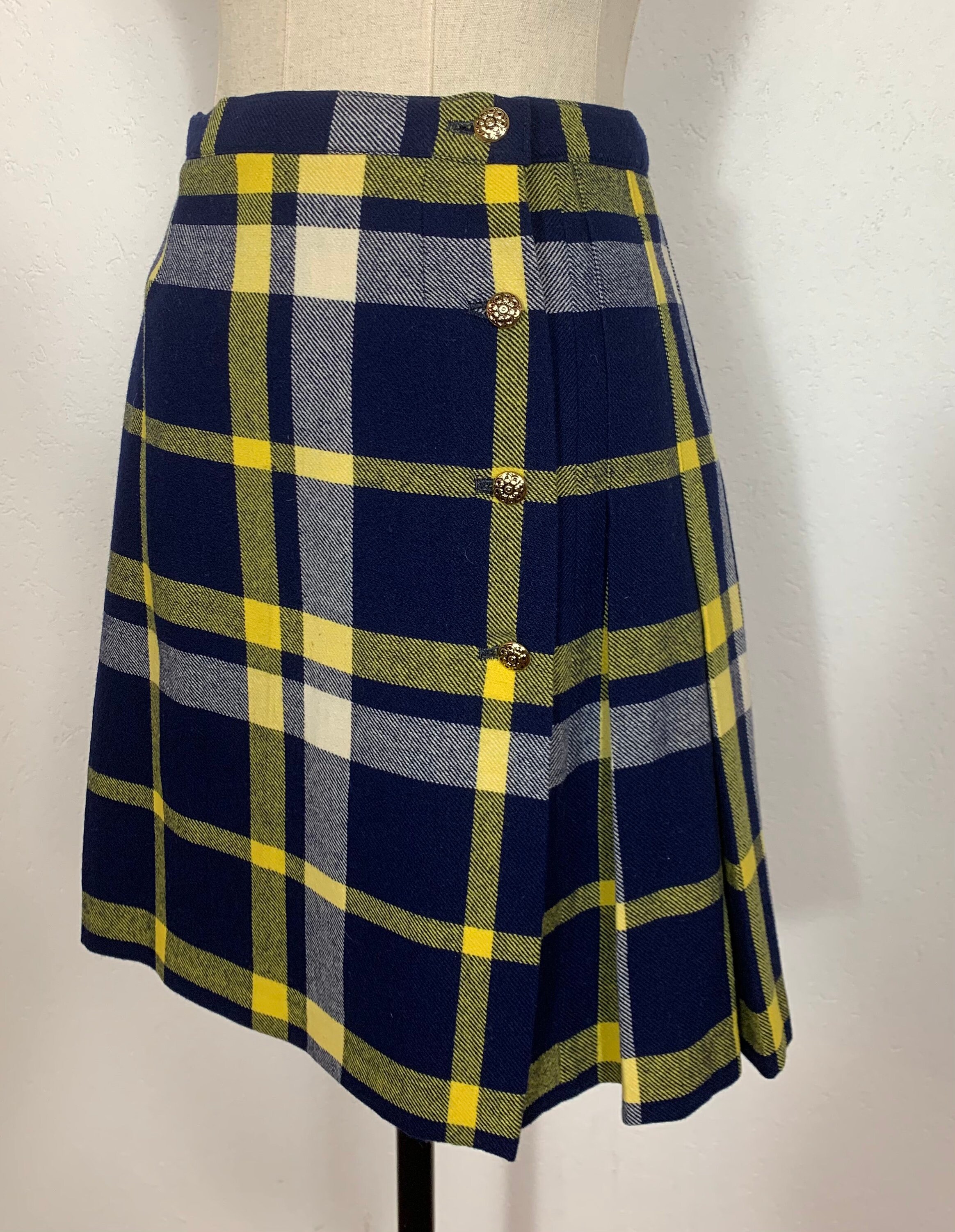 1960s Plaid Mini Skirt Vintage Skirt Tartan Skirt Kilt Etsy