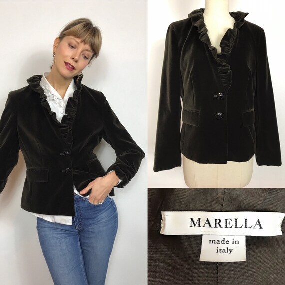 Brown 1990’s MARELLA velvet blazer, Designer vinta
