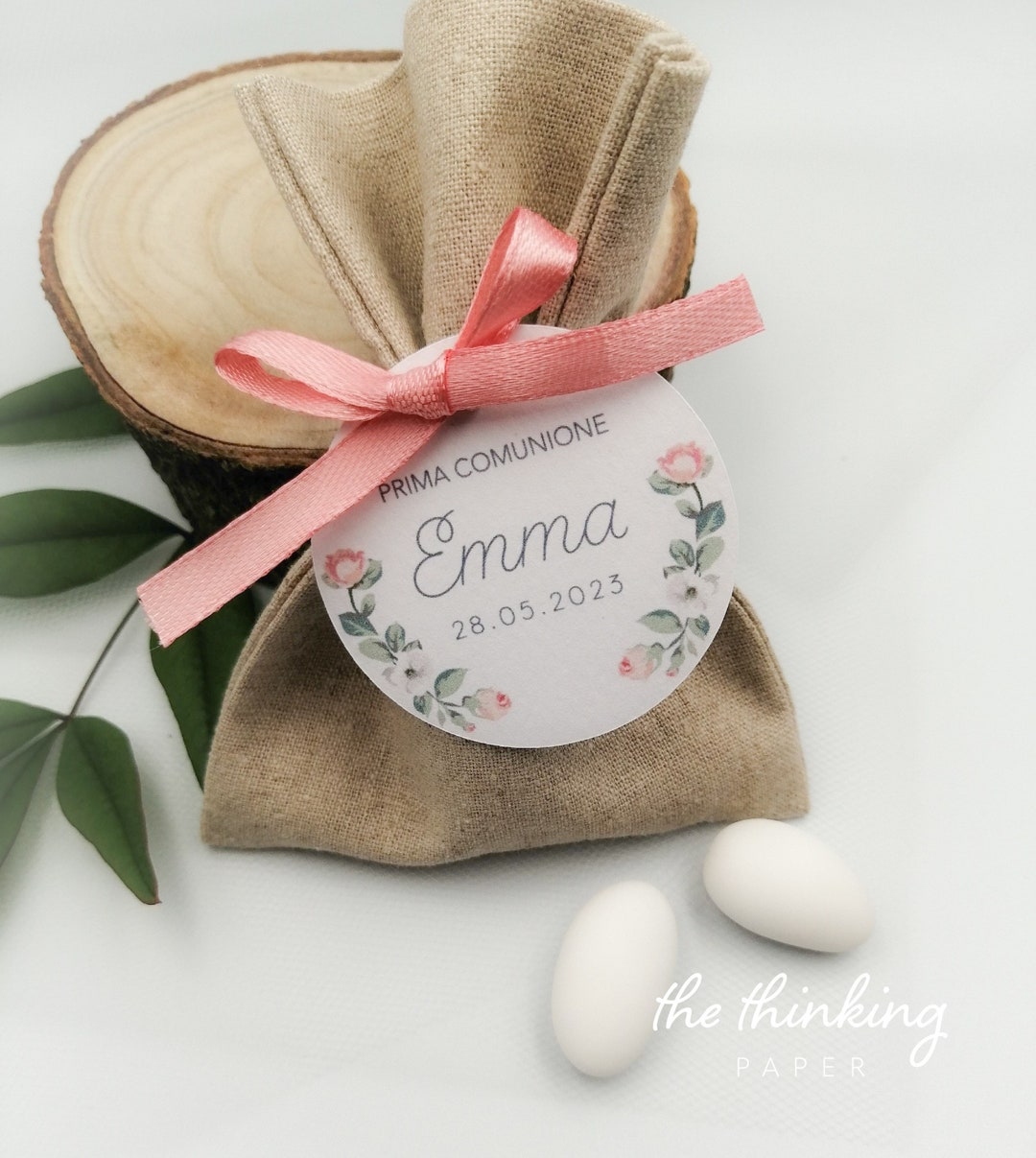 Bigliettini Bomboniere Personalizzati Prima Comunione - Tag Tondi Fatti In Italia - Foto 10