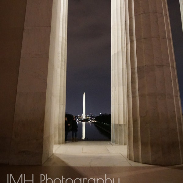 Monumental View - Washington DC, Washington Monument, Lincoln Memorial, National Parks- Photography, Photograph- 4x6, 5x7, 8x10, 11x14