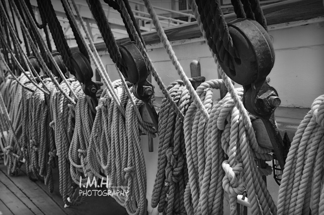 Ropes and Rigging- Black and White - Photography -ship Rigging - Ropes ...