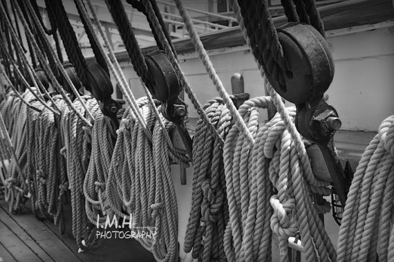 Ropes and Rigging Black and White Photography ship Rigging Ropes