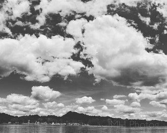 Clouds Above the Mississippi- Photography - Midwest, Mississippi River, Clouds, Black & white - 4x6, 5x7, 8x10, 11x14