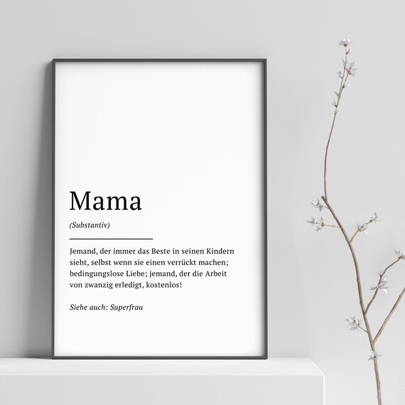 Definition Print Typo Gift A3 or A4 Definition Nursery Mama Family Illustration German Printed poster