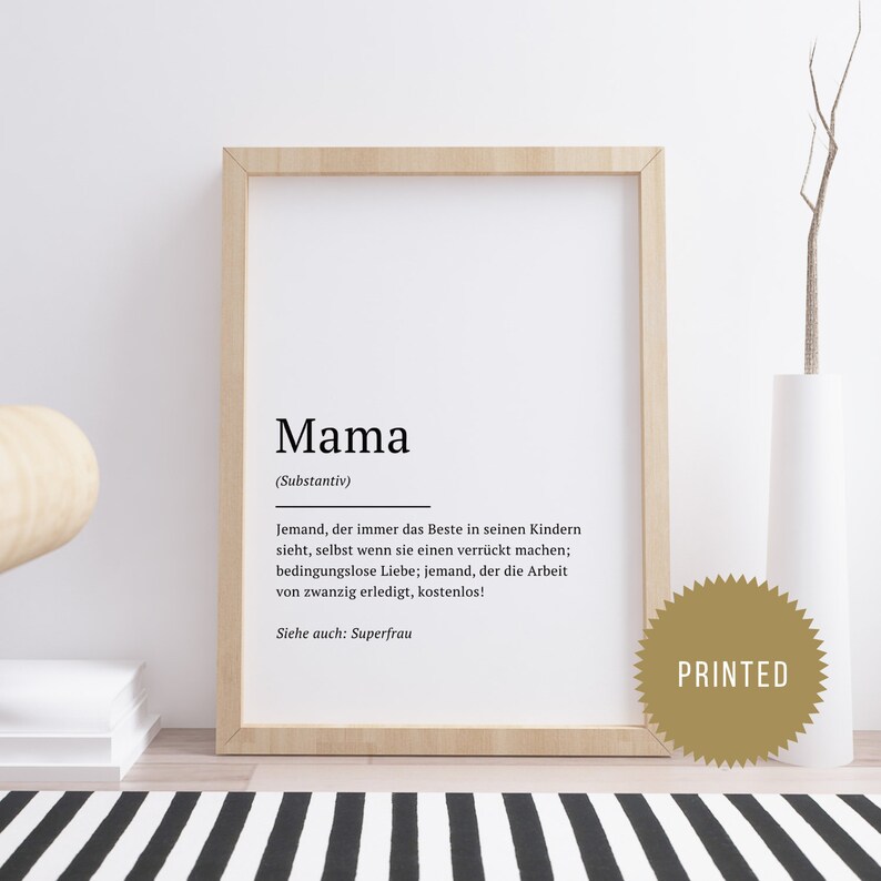 Definition Print Typo Gift A3 or A4 Definition Nursery Mama Family Illustration German Printed poster
