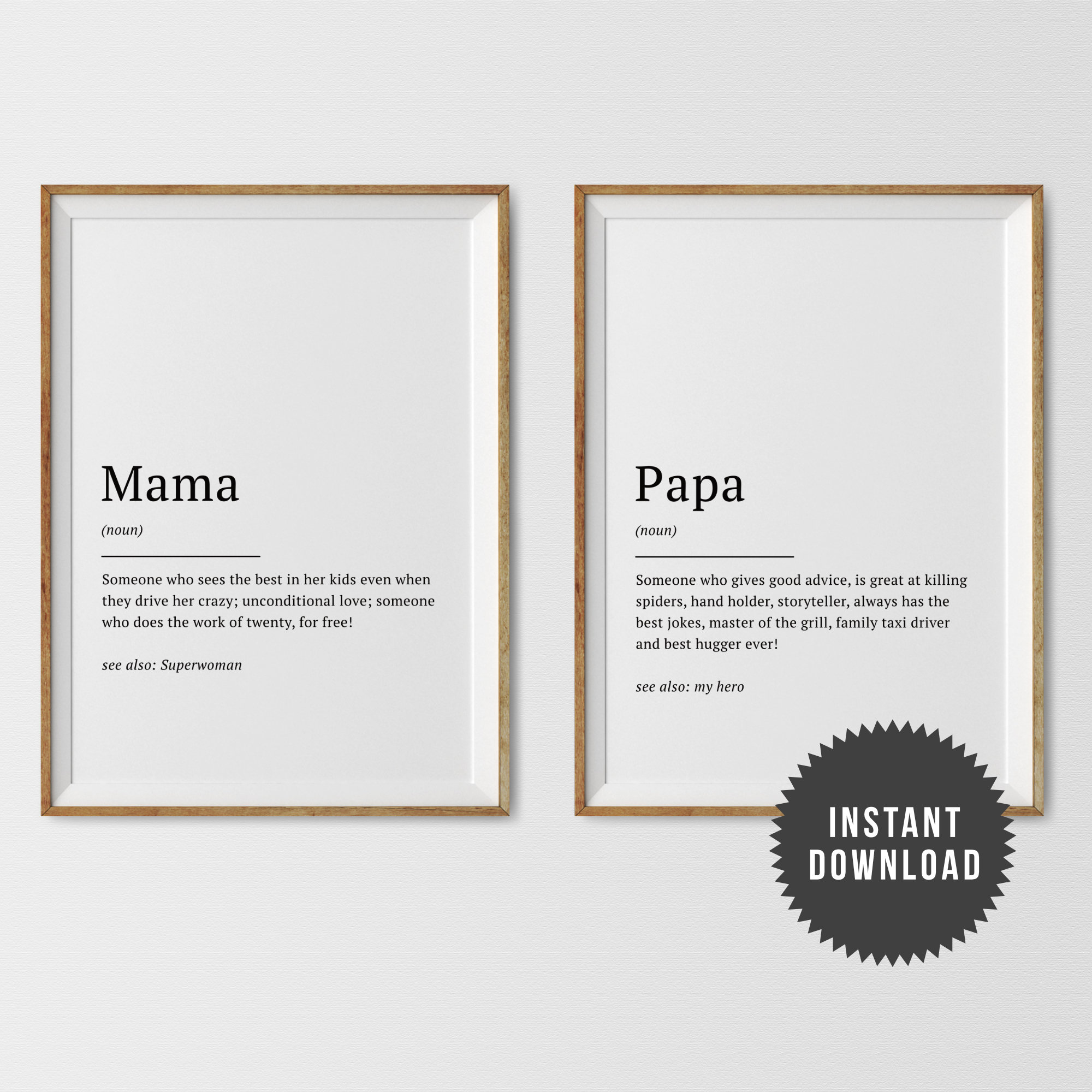 Definition Print Typo Gift A3 or A4 Definition Nursery Mama Family Illustration German Printed poster
