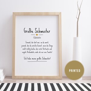 Big Sister Definition Printed Poster Illustration Typo Etsy