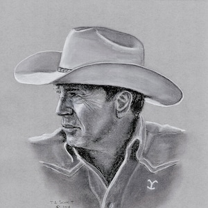 Original Art Print - John Dutton, Yellowstone, Kevin Costner, T.A. Schmitt, Artist