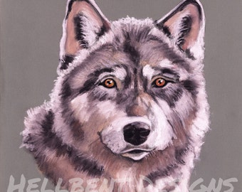 Oryginalne wydruki-Canis lupus Painting, Wolf, Dire Wolf, T.A. Schmitt, artysta
